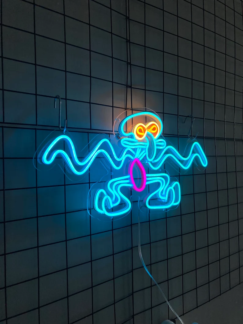 Squidward Tentacles Animated Chracter Neon Sign