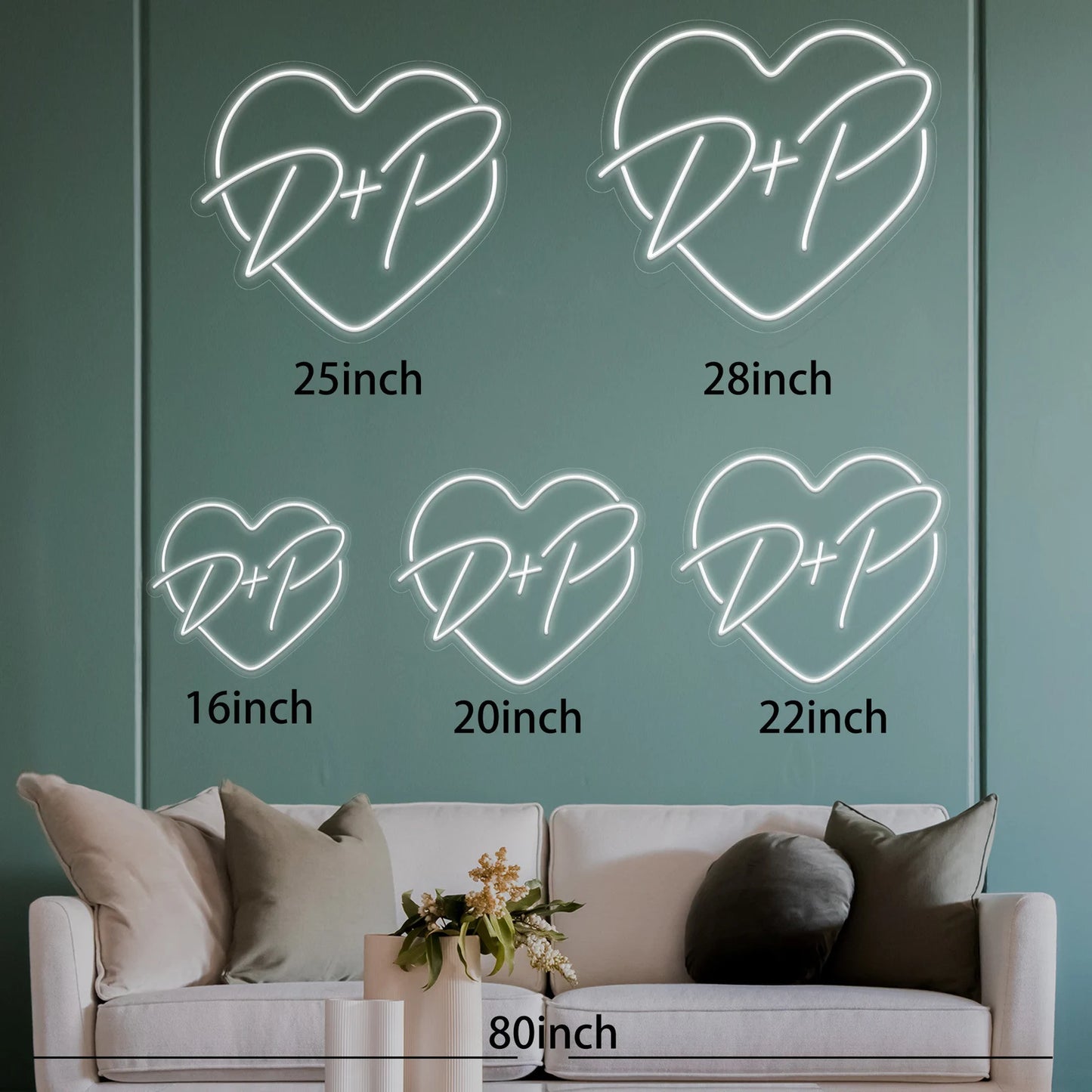 Custom Heart With Name Initials Neon Sign