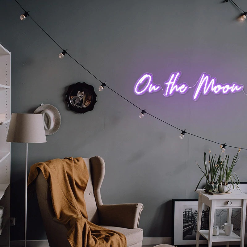 On the Moon Neon Sign