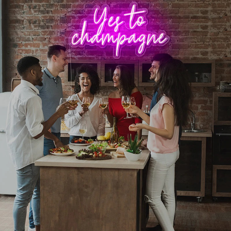 Yes to Champagne Neon Sign