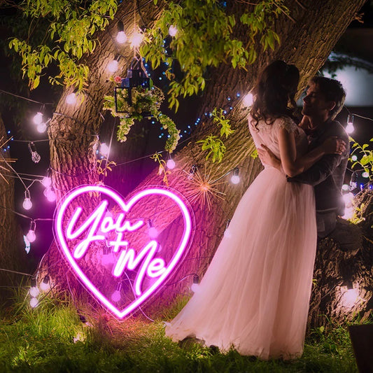 You + Me in Heart Neon Sign