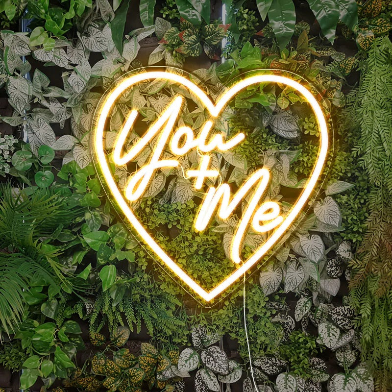 You + Me in Heart Neon Sign