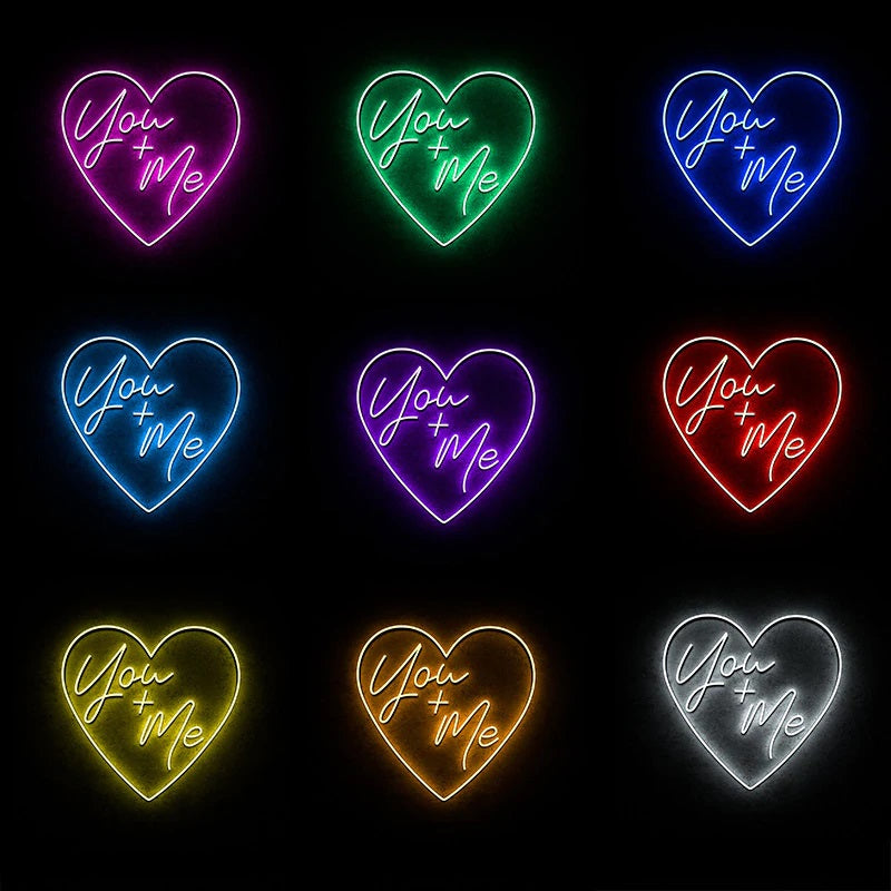 You + Me in Heart Neon Sign