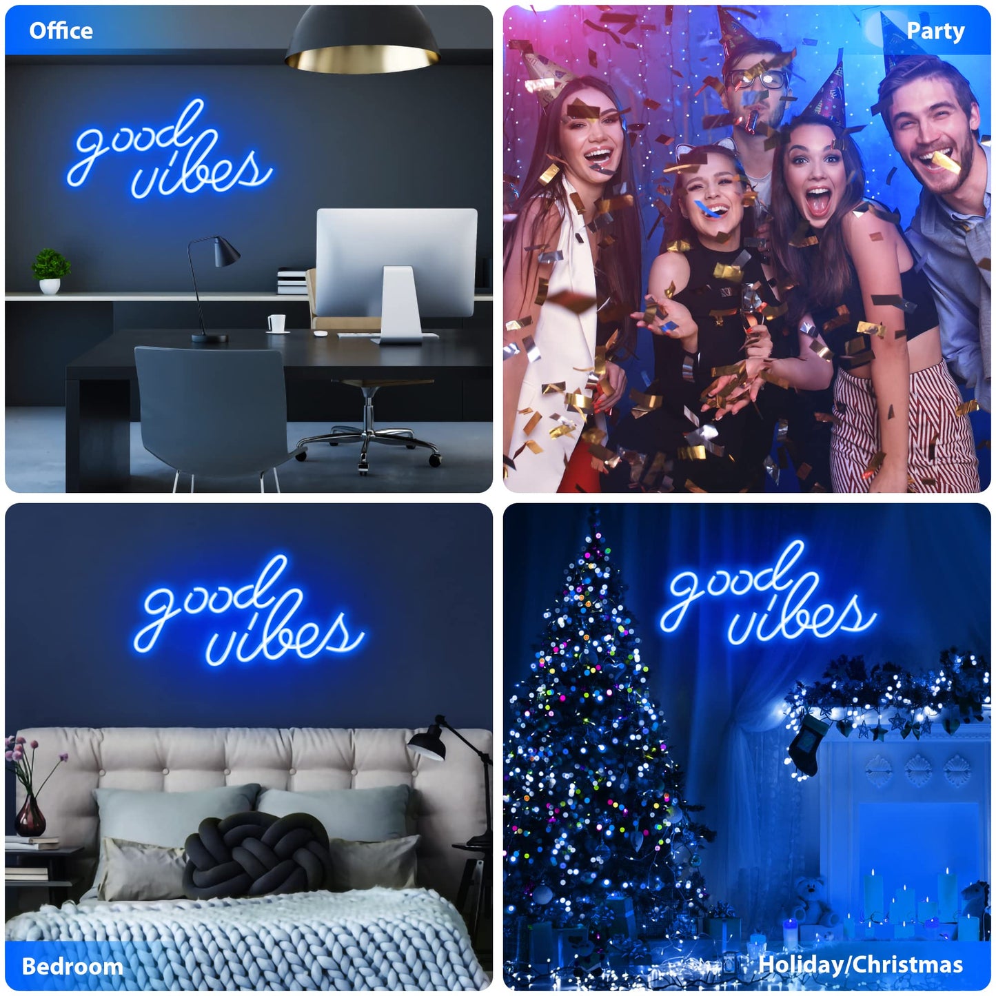 Good Vibes Neon Sign for Wall Decor (16.1 x 8.3 inch)