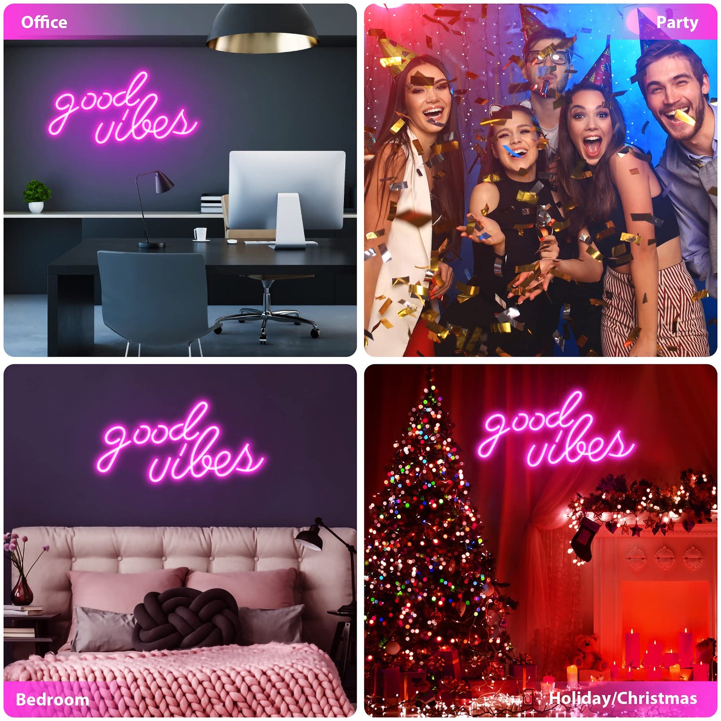 Good Vibes Neon Sign for Wall Decor (16.1 x 8.3 inch)